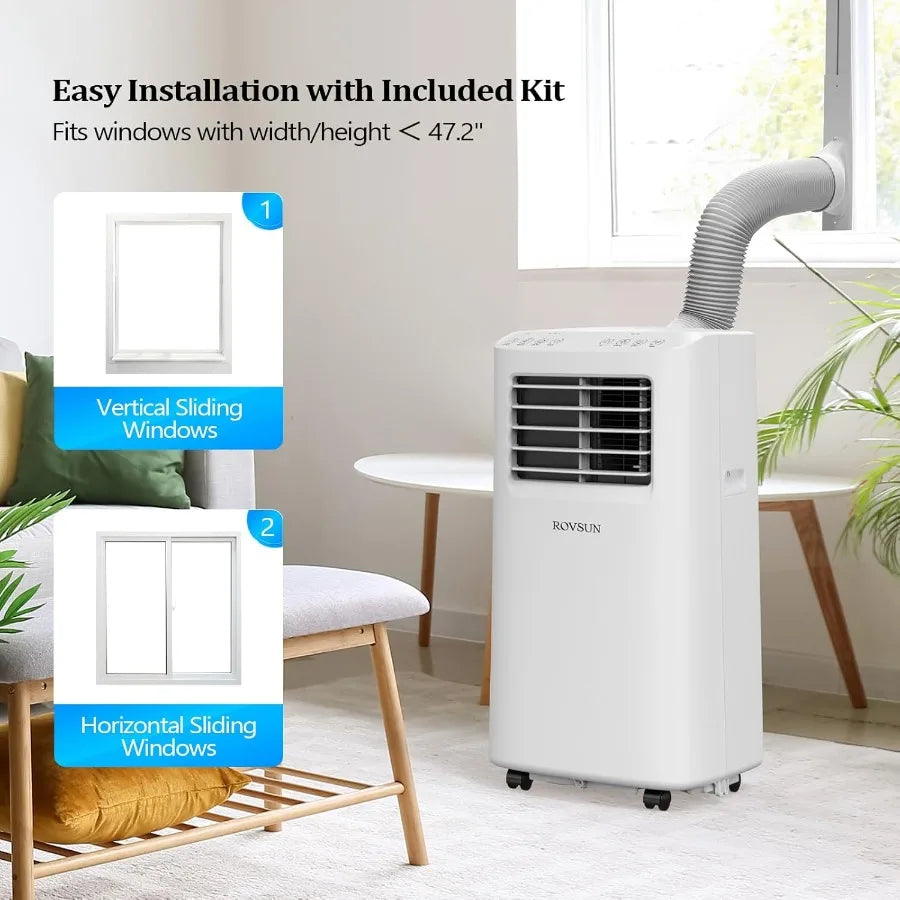 9000 BTU Portable Air Conditioner with Remote Control 3-in-1 Room AC Unit Fan Dehumidifier Digital Display 24H Timer Installati