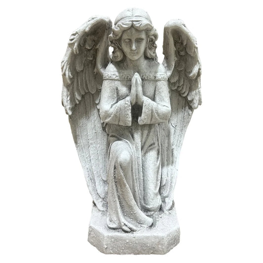 Praying Angel Statue Outdoor Garden Decor, Weatherproof Magnesium Oxide Cherub Sculpture, Freeze Resistant Lawn Ornament for Yard Patio