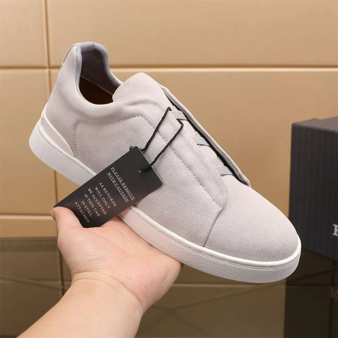 2025 New Genuine Leather High-End Men's Shoes, Slip-On European Trend Board Shoes, Casual Commute Versatile