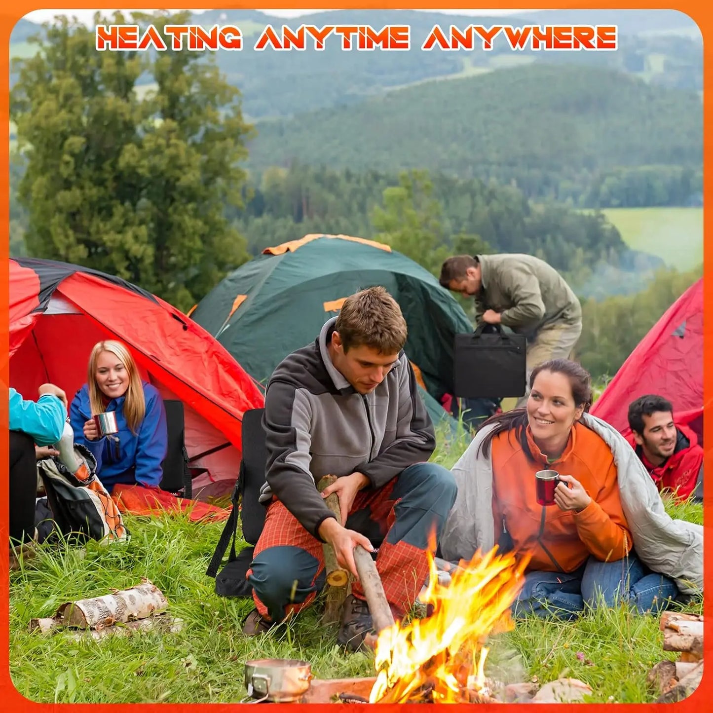 2 Pieces Heated Folding Chair Cushion, USB Electric Heating for Boat, Camping, Hiking, Fishing