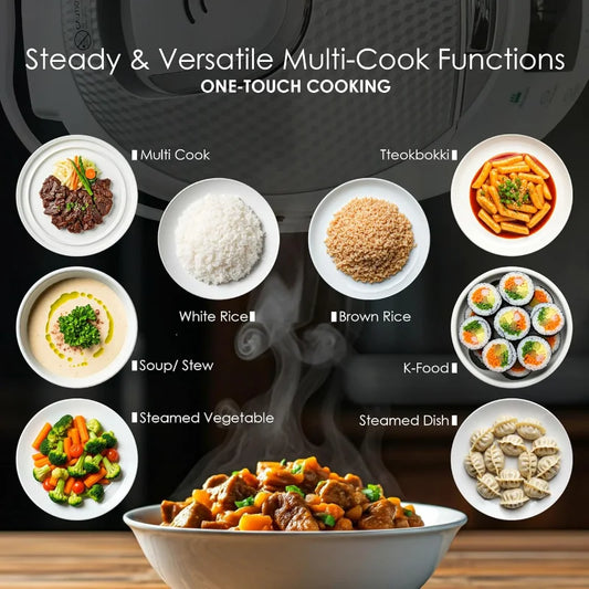 MAGiC COM Rice Cooker, 10Cups(Uncooked) 15 Pre-Set Menus, Multi-Cooker & Steamer, Non-Stick Inner Pot & Auto Keep-Warm