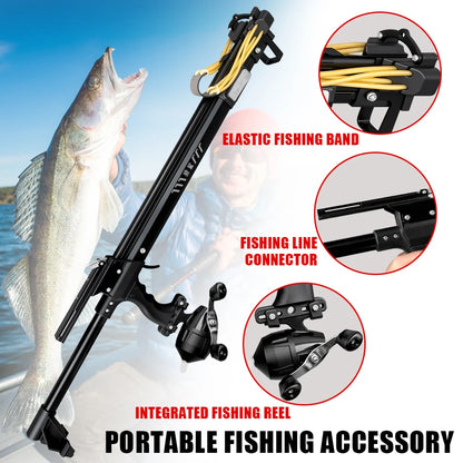Complete Outdoor Fishing Slingshots Reel Kit with Telescopic Aluminum Rod for Fishing, Adult Professional Slingshot