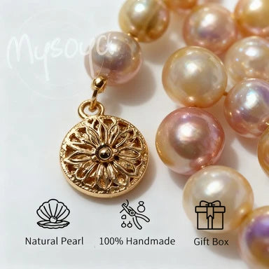 MYSOYA 10-12mm Classic Pink Purple Edison Freshwater Pearls With Gift Box Perfect Gift For Wedding Birthday Christmas New Year