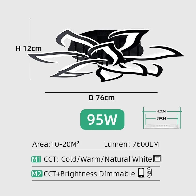 Postmodern Nordic Minimalist LED Ceiling Light Flower Shaped Acrylic Creative Bedroom Living Room Light Home Ceiling Light