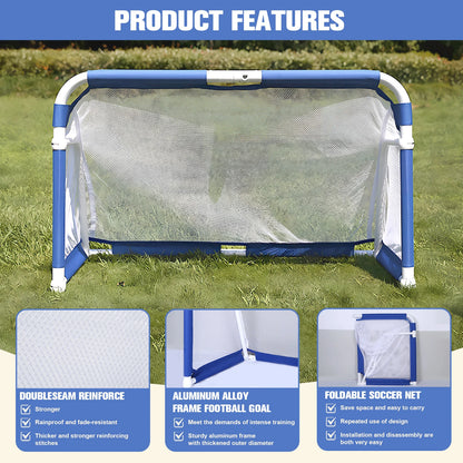 Folding Mini Football Soccer Ball Plastic Removable Goal Post Net Foldable Football Goal Indoor Outdoor Training Games for Kids