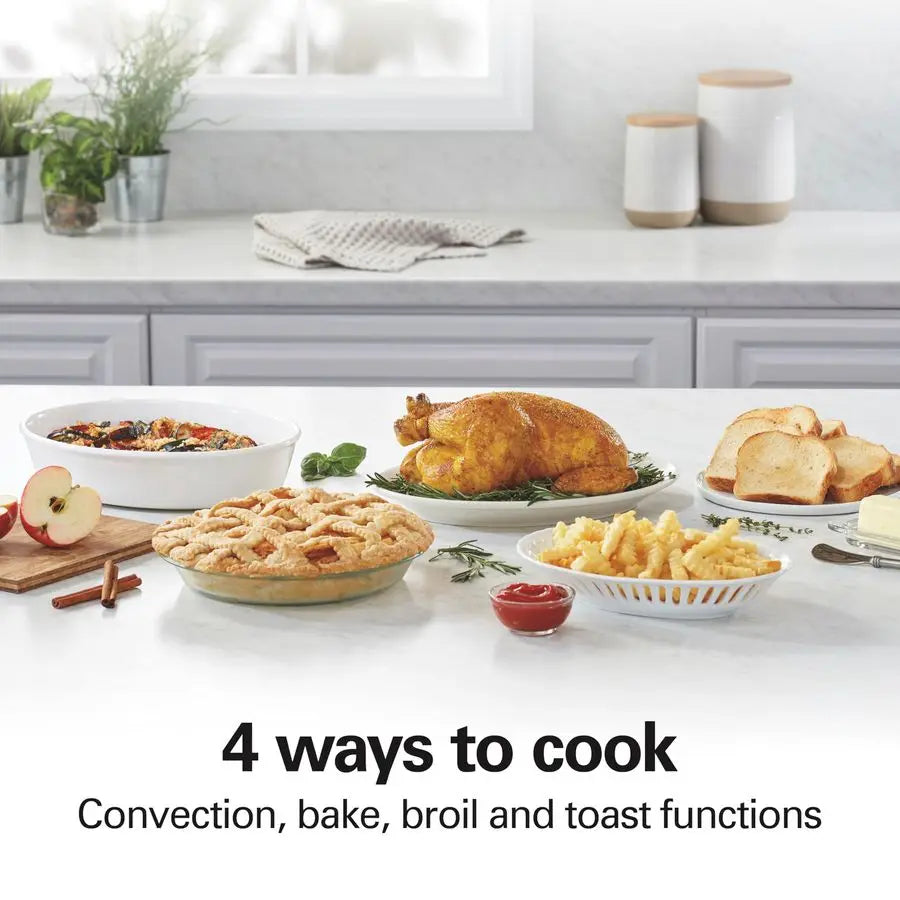 6 Slice Convection Toaster Oven With Easy Reach RollTop Door, Bake, Broil amp Toast Functions, Auto Shutoff, Silver 31123DA