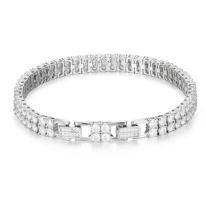 6mm Round Cut Moissanite Tennis Bracelet for Women GRA Certified 925 Sterling Silver 2 Rows Tennis Bracelets Fine Jewelry Gifts