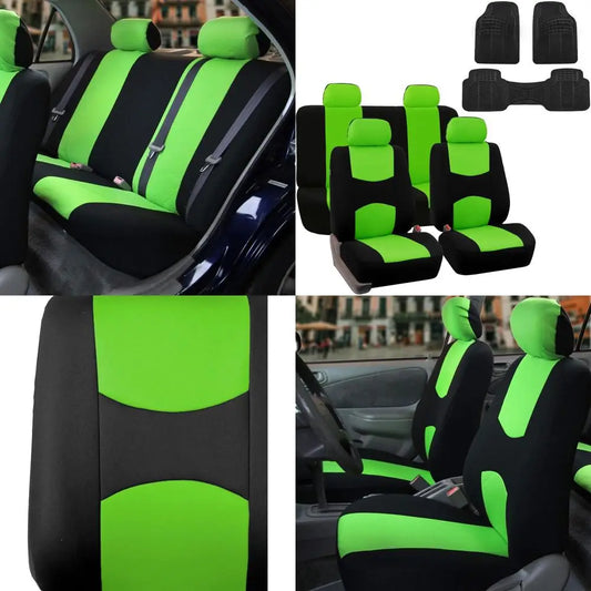 Automotive Seat Covers Full Set Green Protector Rear Solid Bench, Car Flat Cloth Seat Cover Universal Fit for Cars and Vans Inte