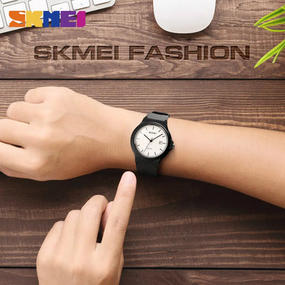 SKMEI Reloj Mujer Fashion Ladies Casual Sports Couple PU Strap Calendar Women Top Luxury Wristwatch Lady Large Dial For Women