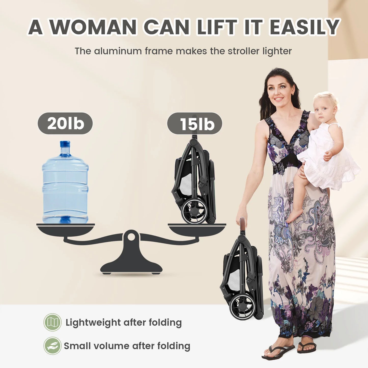 Standard Stroller  Seat, Foldable Portable Newborn Stroller ,Luxury Baby Carriage Suit Baby,Toddlers,360°Swivel Seat