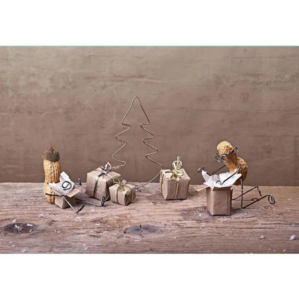 Miniature Peanut People Christmas Presents Unpacking Large Removable Self-Adhesive Wall Mural - Festive Holiday Wall Art Decor