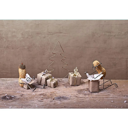 Miniature Peanut People Christmas Presents Unpacking Large Removable Self-Adhesive Wall Mural - Festive Holiday Wall Art Decor