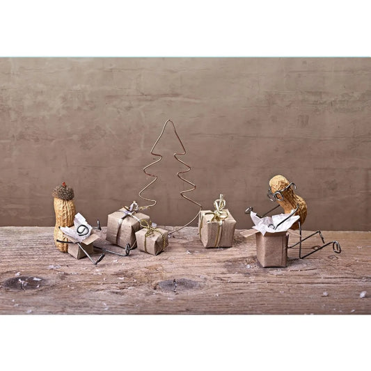 Miniature Peanut People Christmas Presents Unpacking Large Removable Self-Adhesive Wall Mural - Festive Holiday Wall Art Decor