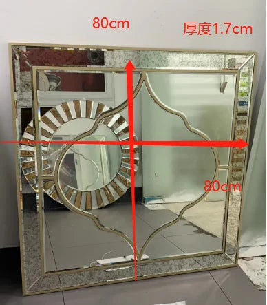 Wall Mirror 600/800mm Square Mirror Modern Accent Mirror with Gold Edge for Livingroom Diningroom Bathroom Bedroom Decor