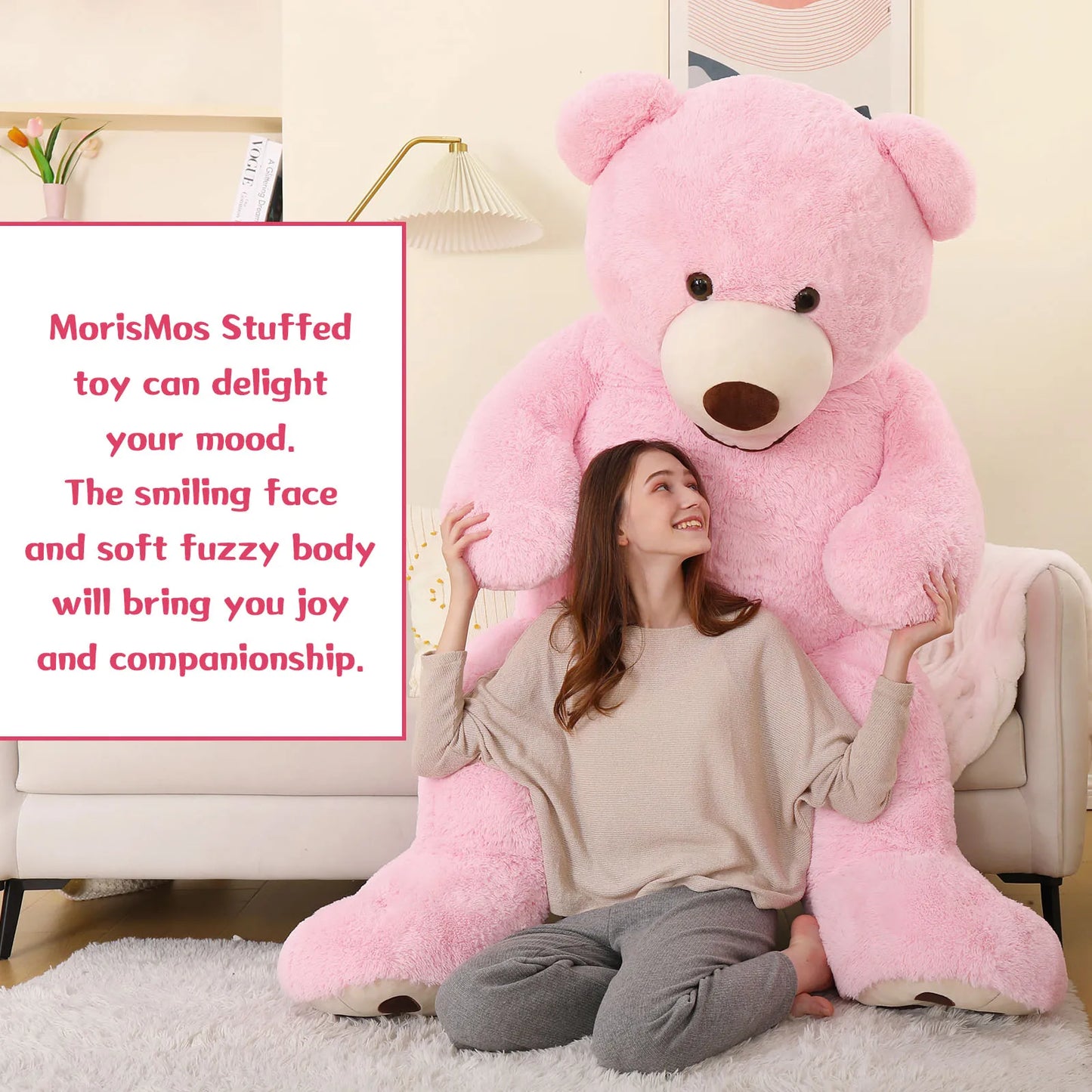 MorisMos Giant Teddy Bear Plush 6ft, Life Size Huge Pink Teddy Bears for Girlfriend, 6 Foot Large Big Stuffed Animal Gifts for W