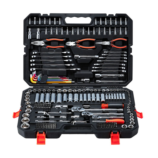 Mechanics Tool Set, 314-Piece Mechanic Tool Kit, 1/4 in, 3/8 in, and 1/2 in Drive, Metric Socket Set, Wrenches, Screwdriver Bits, Accessories, and Storage Case, Designed for Automotive and Home Repair