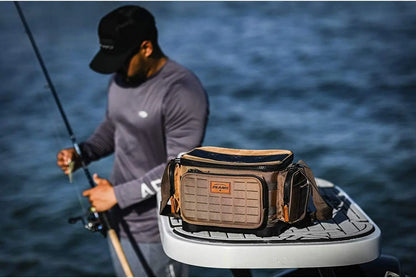 Guide Series Tackle Bag | Premium Tackle Storage with No Slip Base and Included stows, Khaki with Brown and Black Trim