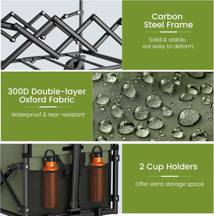 Heavy Duty 350 Lbs Capacity Collapsible Wagon, Outdoor Folding Camping Wagons, Grocery Portable Utility Cart, Adjustable Rolling