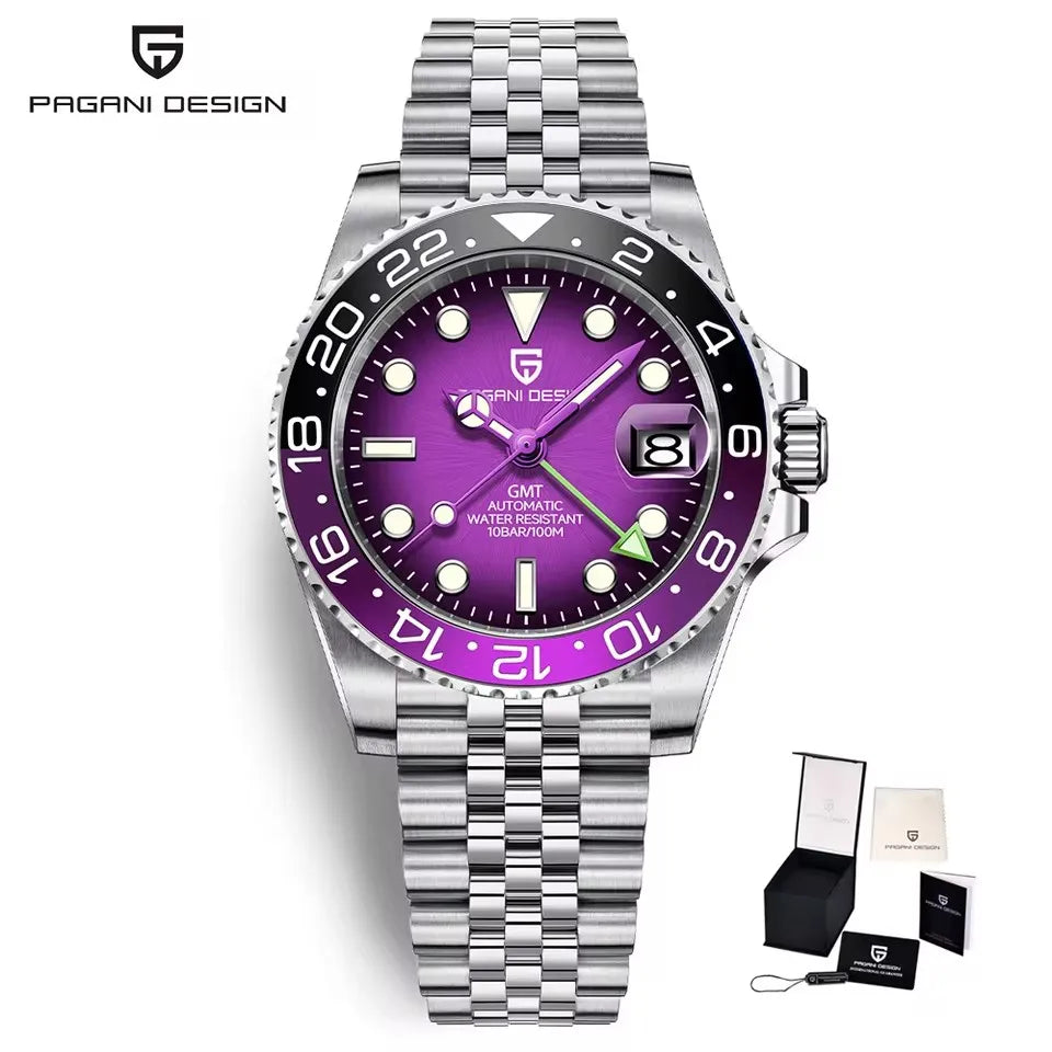 2026 PAGANI DESIGN V2 40MM Pepsi Meteorite Dial Men Mechanical Watch 100M Waterproof Jubilee Watch Strap Sapphire Glass Stainless Steel Automatic Watch for Men Gift Watch