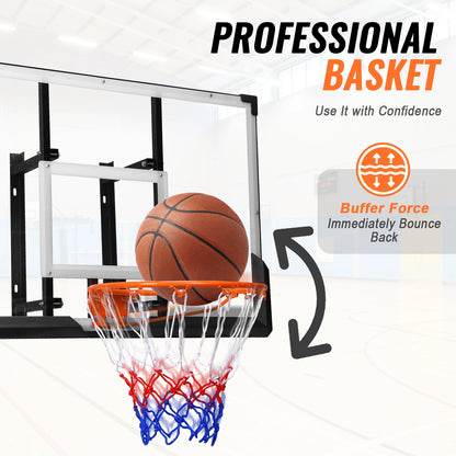 Wall Mounted Backboard and Rim 47-Inch Basketball Backboard & Hoop for Garage Fitness Center Barn School Gym Driveway