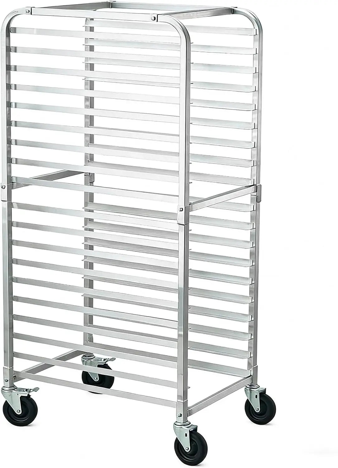 Garvee 20 Tier Aluminum Bun Pan Rack with Wheels 20x26inch Cake Cooling Rack Aluminum Construction Baking Tray Oven Pizza Bread Holder BBQ Shelf Kitchen