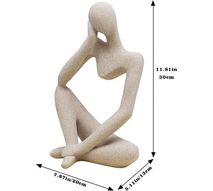 Abstract Thinker Sculpture, Sandstone Resin Statue Ornament, Large Home Office Decor, Housewarming Gift