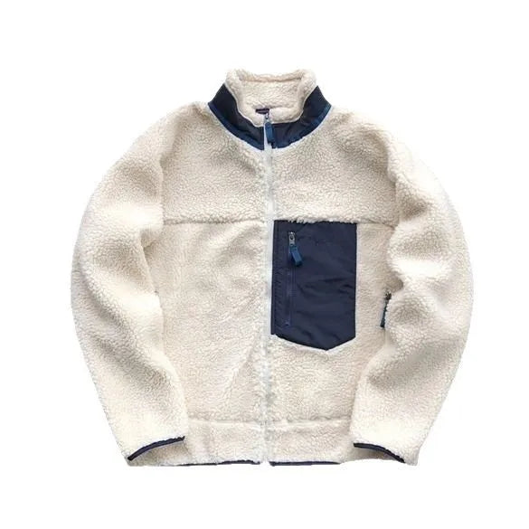 Unisex Thickened Outdoor Fleece Jacket Sheepskin Lined Oversize Coat for Autumn Winter Warm Outerwear Running Cycling Camping