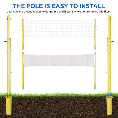 Heavy Duty Volleyball Pole with Volleyball Net & Badminton Net Adjustable Height Volleyball Pole Sport Telescopic Posts