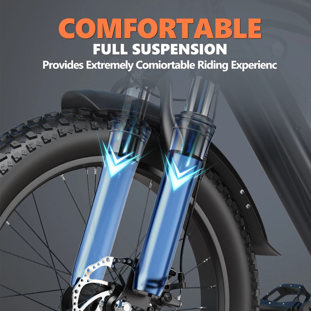 Kickwey LD20 Electric Mountain Bike 1500W Power Motor 48V20Ah Portable Battery Ebike Long Range Dual Disc Brakes Electric Bike