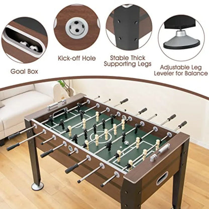 54" Foosball Table for Adults Full Sized Game Tables with 2 Balls Wood Arcade Soccer Table Game for Indoor Game Room Family Nig