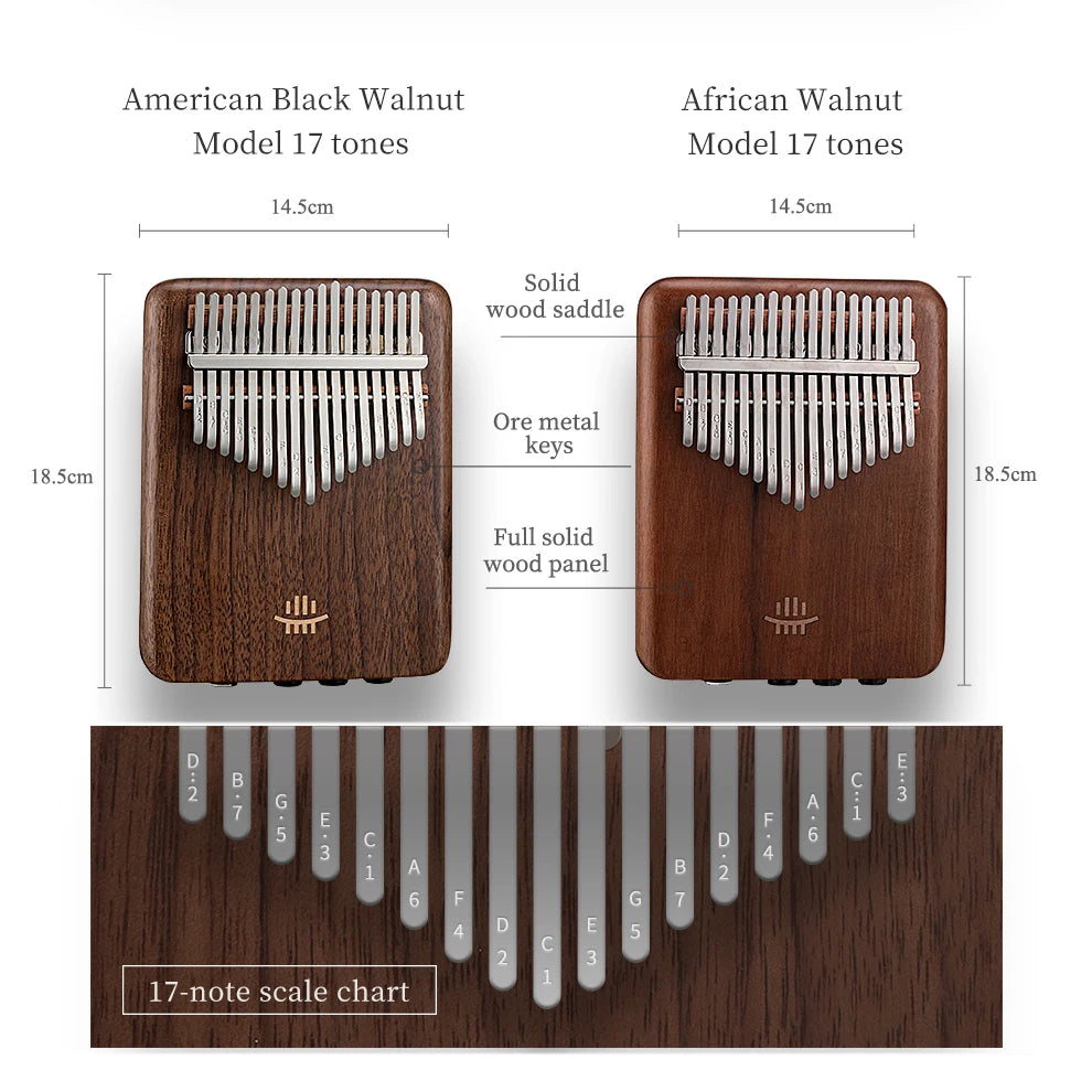 Hluru 21 Key Electric Kalimba 17 key Black Walnut Thumb Piano Professional Finger Piano Built-in Pickup Mbira for 2028
