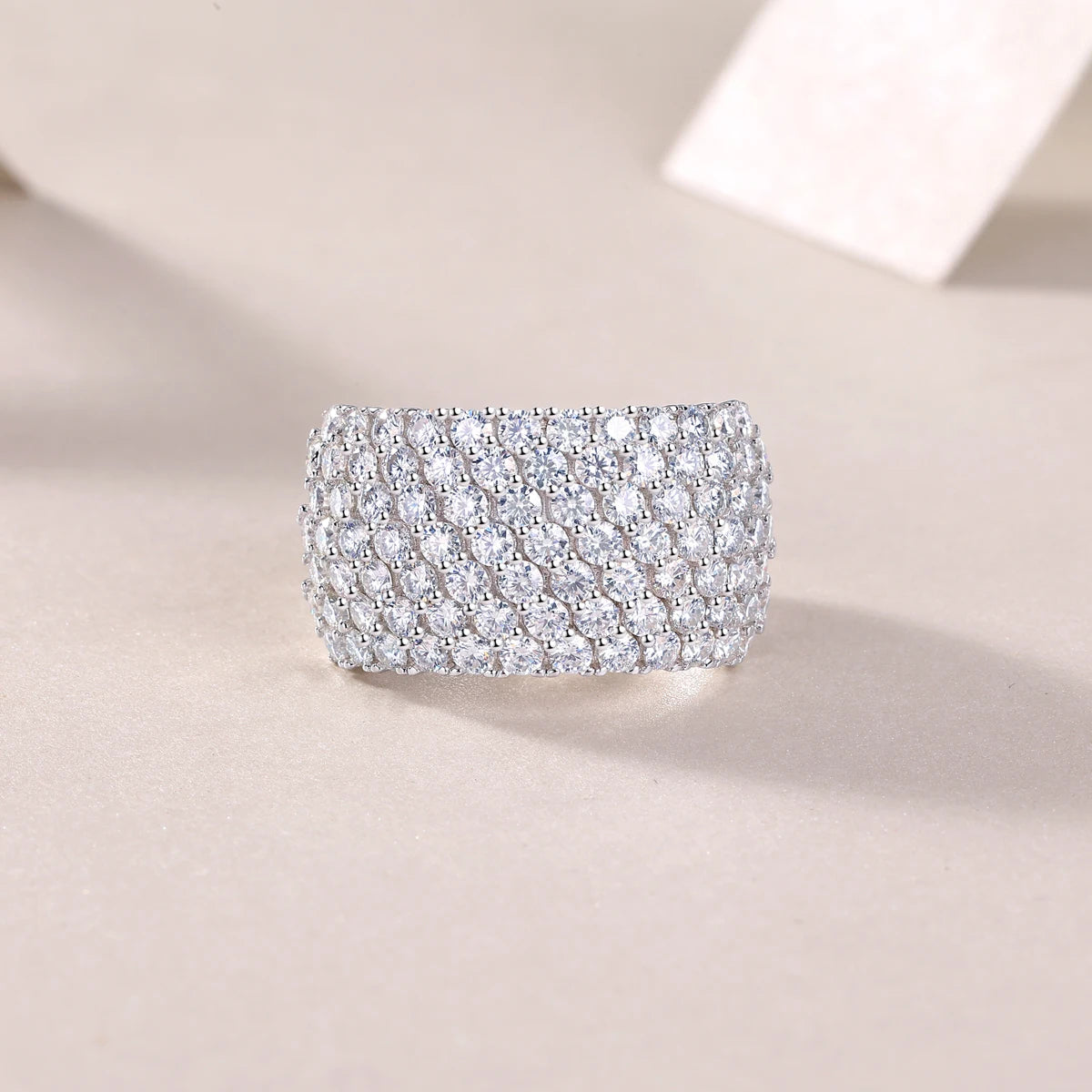 1pc Full Paved Moissanite Ring 925 Sterling Silver 18K Gold Plated Statement Jewelry for Women Gift Comes with GRA Certificate