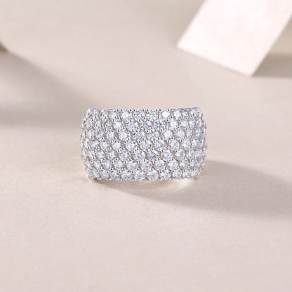 1pc Full Paved Moissanite Ring 925 Sterling Silver 18K Gold Plated Statement Jewelry for Women Gift Comes with GRA Certificate