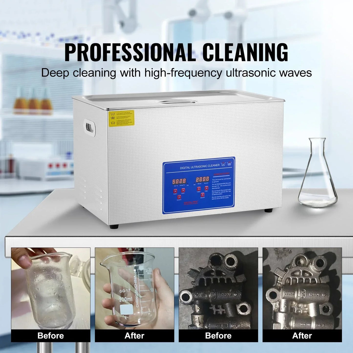 SIHAO 30L Ultrasonic Cleaner Machine Stainless Steel Ultrasonic Cleaning Machine Digital Heater Timer Jewelry Cleaning for Home