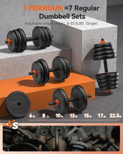 Adjustable Dumbbell Set 20-90lbs, 5-in-1 Free Weights for Barbell, Kettlebell & Push-Up Stand, Home Gym Fitness Equipment