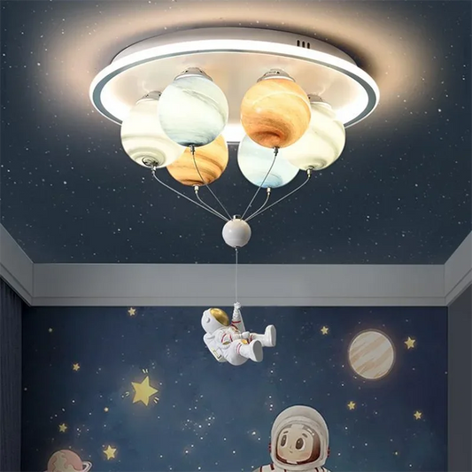 Astronaut Planet Creative Circular The Outer Space Led Ceiling Light Children's Bedroom Decorative Boys Girls Dream Universe