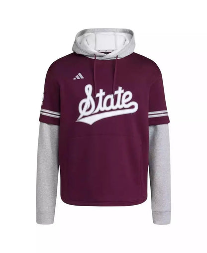 adidas | Men's Maroon Mississippi State Bulldogs Pullover Baseball Jersey Hoodie