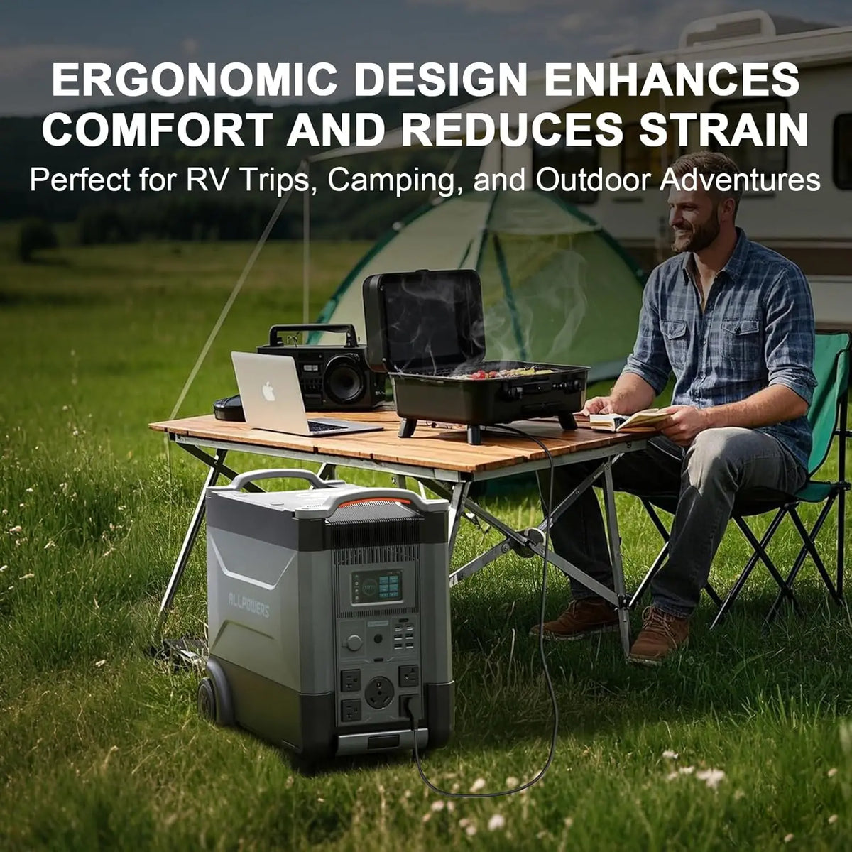 ALLPOWERS R4000 Solar Generator 3600Wh Portable Power Station & Foldable Solar Panel SP037 400W Solar Charger for Camping Home