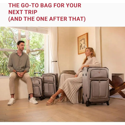 SwissGear Sion Expandable Medium Suitcase with 360° Wheels for 1-7 Day Trips, 25 Pewter