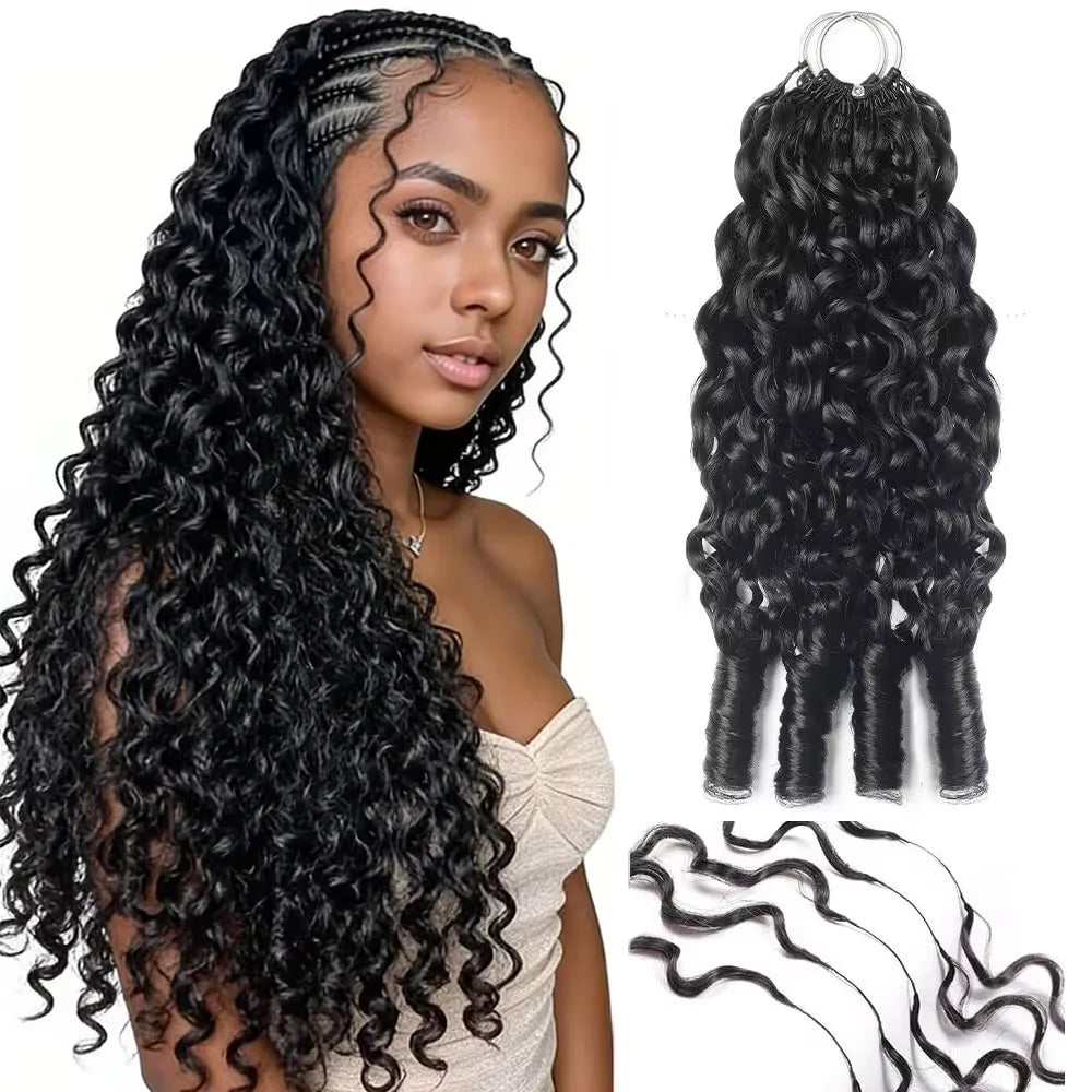 Burmese Curly Feather Crochet Human Hair France Curly Pre-Separated Knotless Crochet Human Hair Extensions With Loop For Braidin  Crochet Human Hair Extensions Burmese Pixie Curls Crochet Hair