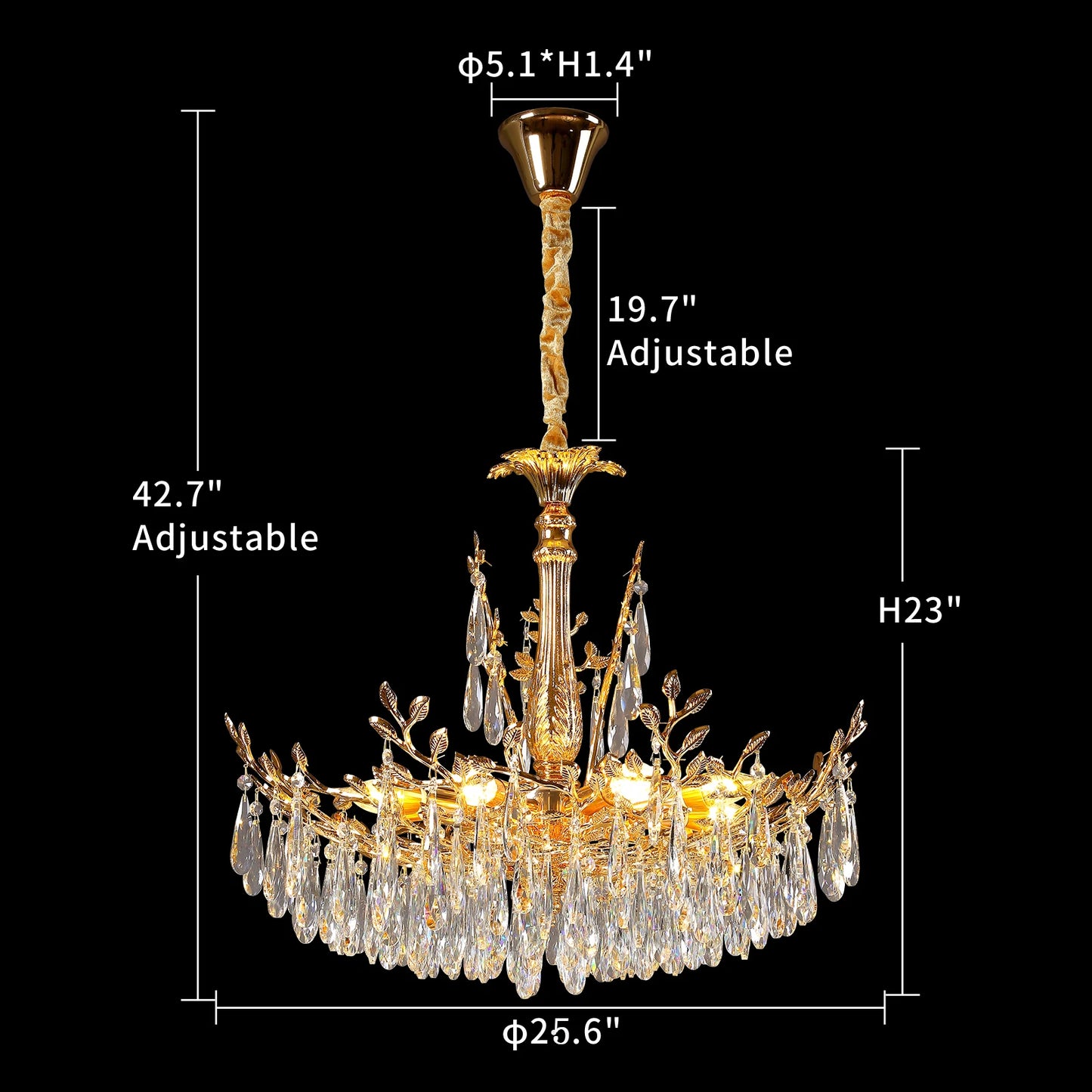 Modern Crystal LED Ceiling Chandelier for Living Room Luxury Dining Room Bedroom Pendant Lamp Gold Round Indoor Light Fixture