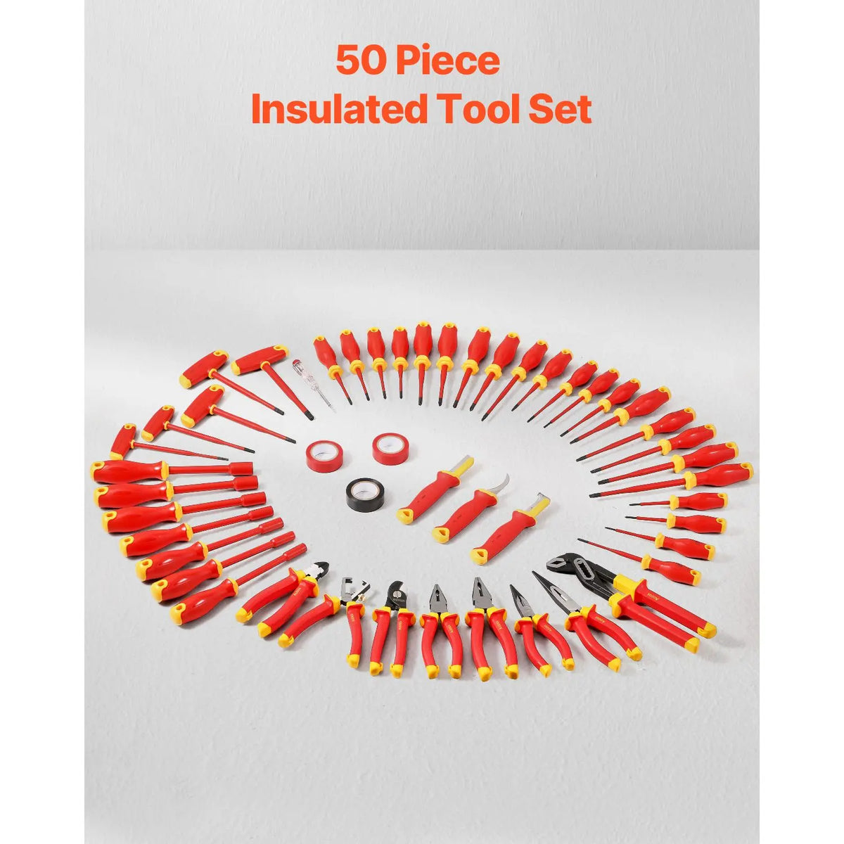 50-Piece Insulated Screwdriver Set, Professional Electrical Screwdriver Set, 1000V Insulated Electrician Tool, with Magnetic Tips, T-Handle Hex Wrench, Screwdriver, Single-Pole Voltage Tester