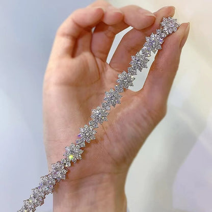 Sparkling Sunflower Bracelet S925 Silver 4.0MM Main Stone 6-8.5 Adjustable Sizes Luxury Jewelry