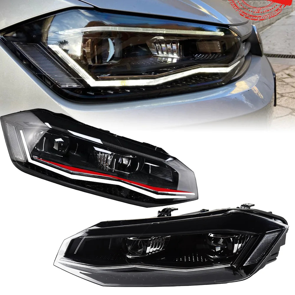Headlight For VW POLO 2019-2021 Car автомобильные товары LED DRL Hella Xenon Lens Hella Hid H7 POLO  Car Accessories