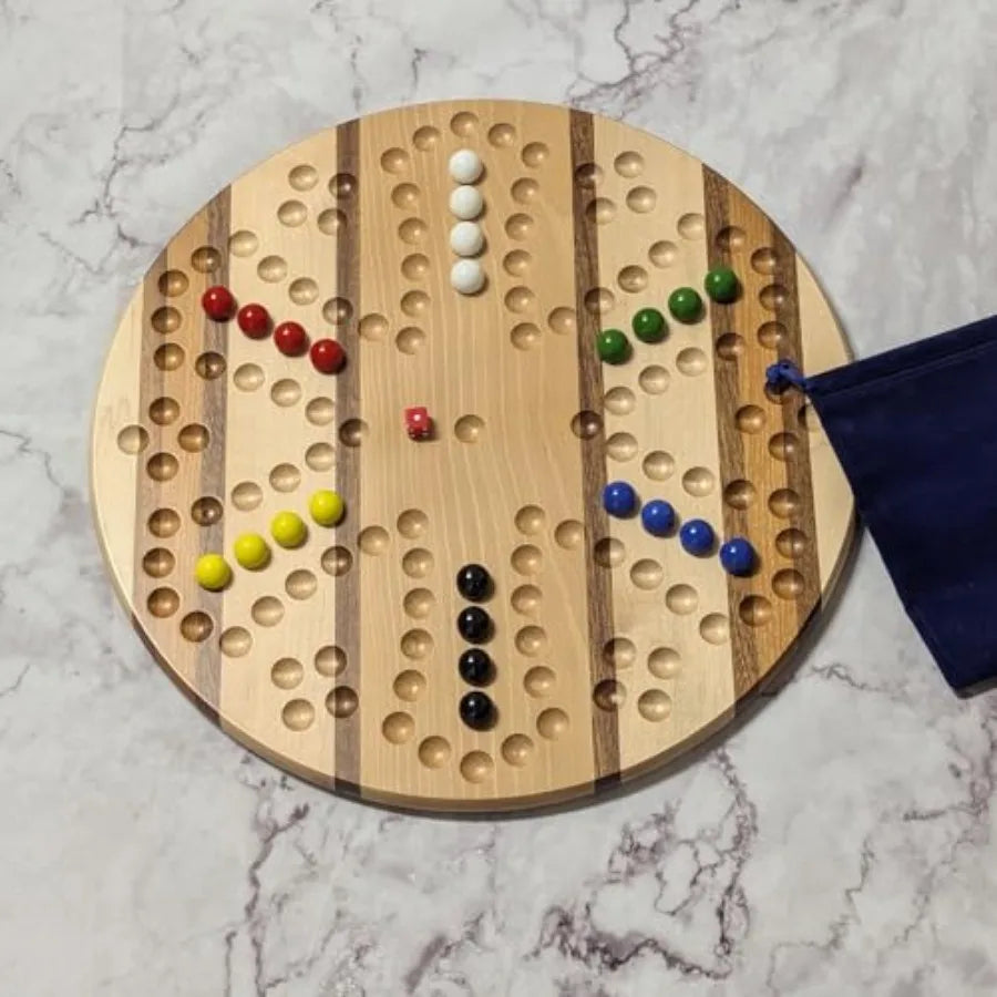 Chinese Checkers and Irk/Aggravation Combo Game Board in Subtle Stripes with Multi-Color Design for Indoor Family Entertainment