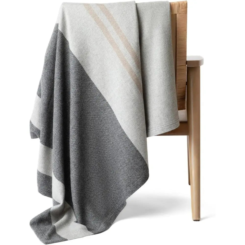 100% Pure Cashmere Throw Blanket for Couch, Sofa, & Bed, Ultra Soft Woven Cashmere Blanket Throw, Large Full Size 73”x53”, Gray