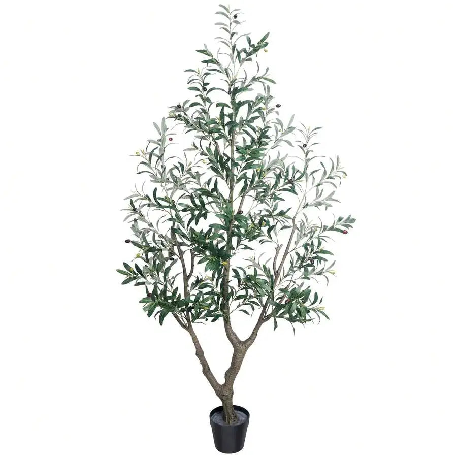 Upgraded Olive Tree Artificial Plants 6ft 7ft Faux Olive Trees With 3 Branches And Lifelike Fruits Outdoor Indoor Realistic Pott
