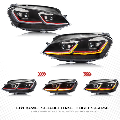 LED Headlights for Volkswagen VW Golf VII Golf MK7 TSI TDI 2012-2017 Dynamic Front Lamps Assembly [Not Fit GTI/R/GTD/MK7.5]