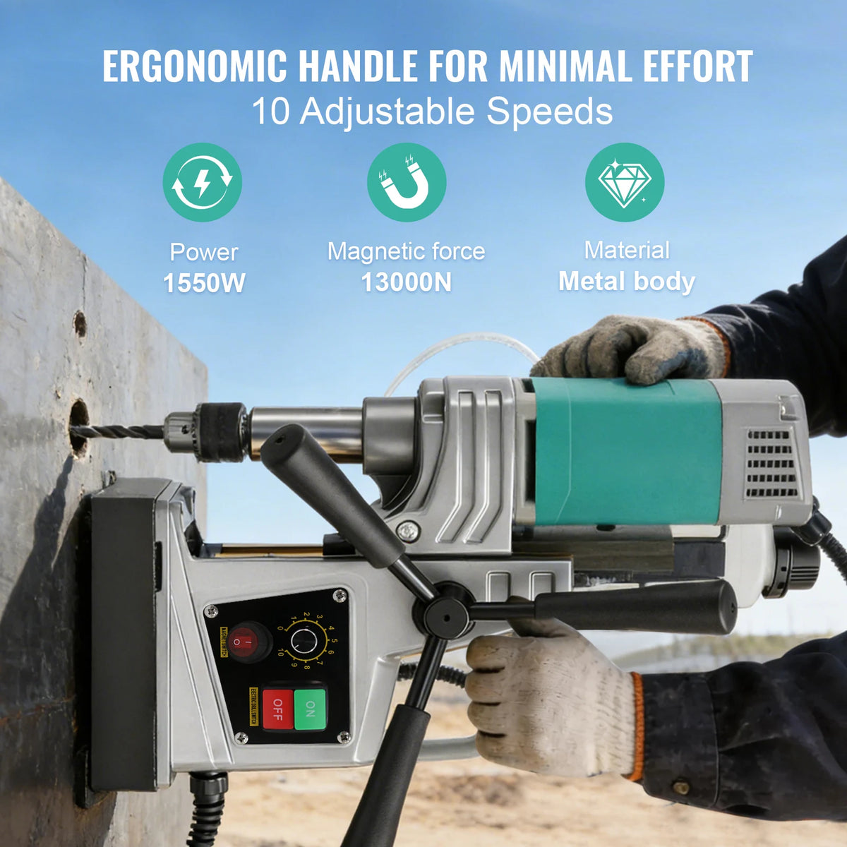 Portable Electric Mag Drill Press|SIHAO 1450W/1550W 1.57/2" Electric Drilling Machine Magnetic Drill Press Boring Diameter Power Drill 750/820PRM Drill