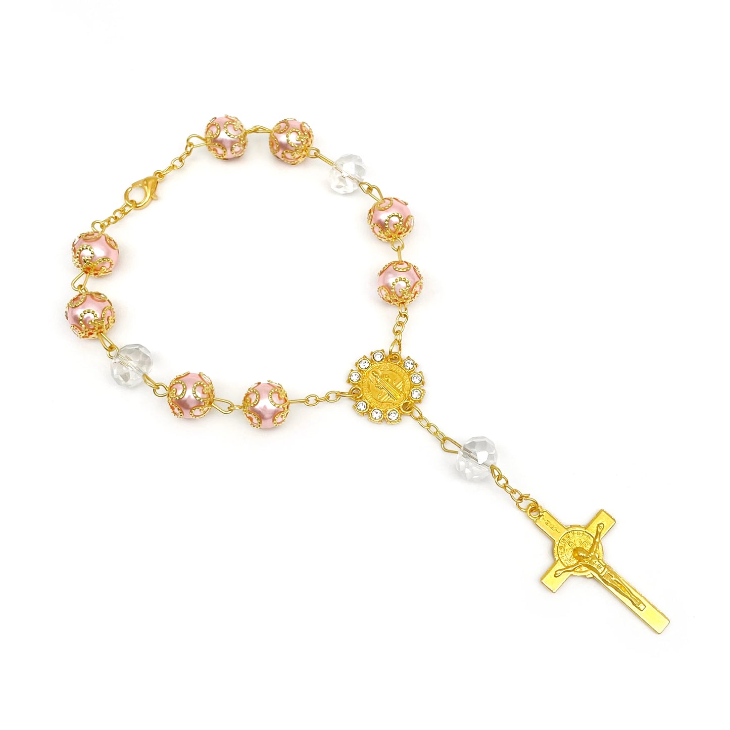Pearl Bracelet Rosary Cross (PKG)